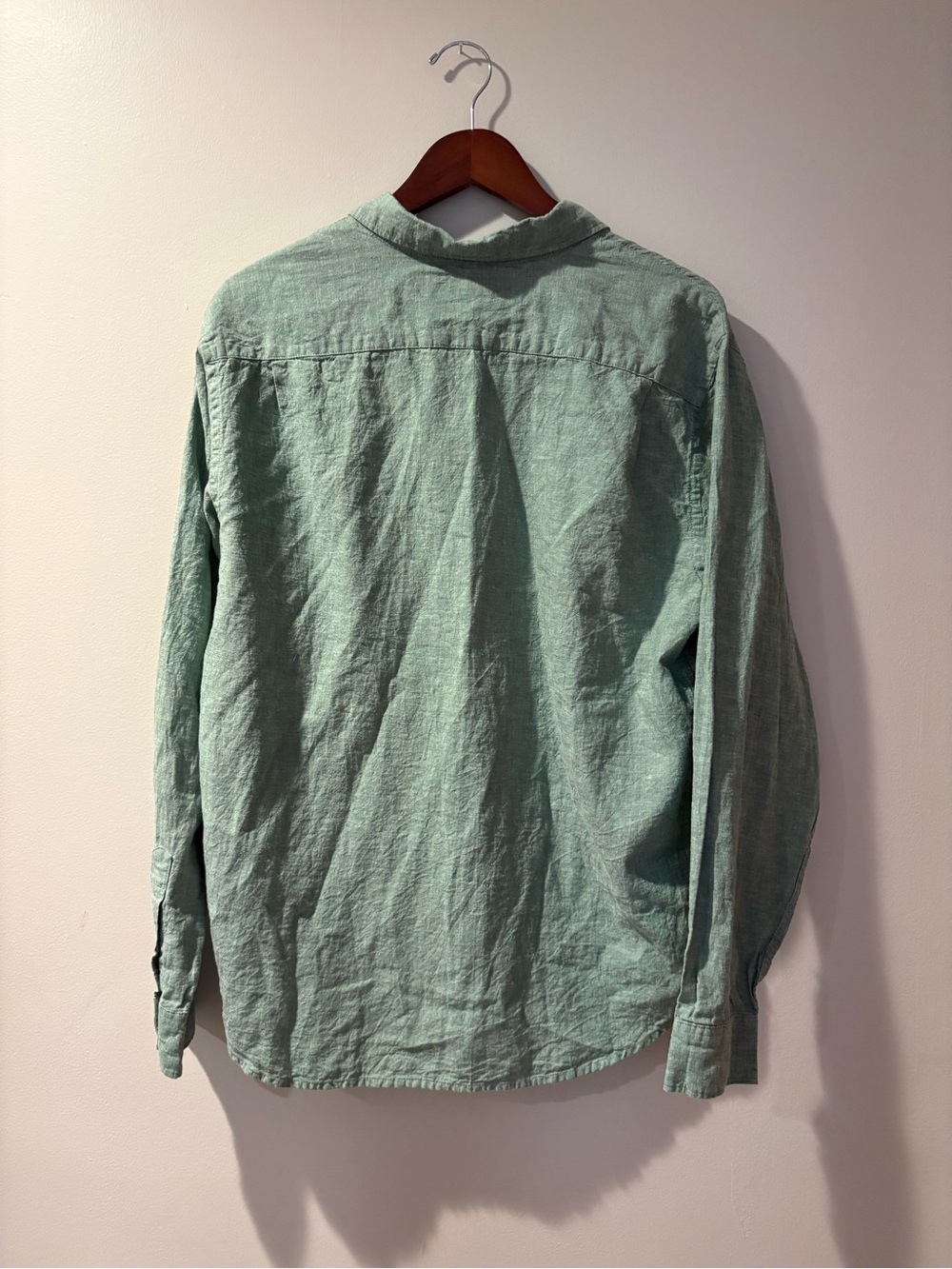 Old Navy Men’s Forest Shade Linen Blend Everyday Button Down Shirt Large - Picture 2 of 4